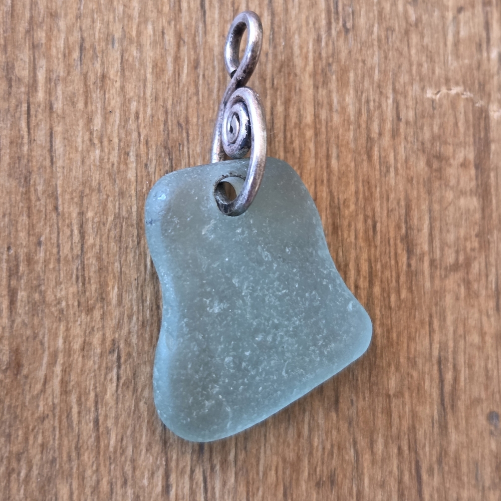 Sea Glass Pendant Necklace in Seafoam Green